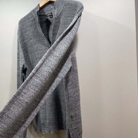 MICHAEL KORS Mens Wool Blend Quarter Zip Knit Sweater Charcoal Gray Size XL - Picture 6 of 11